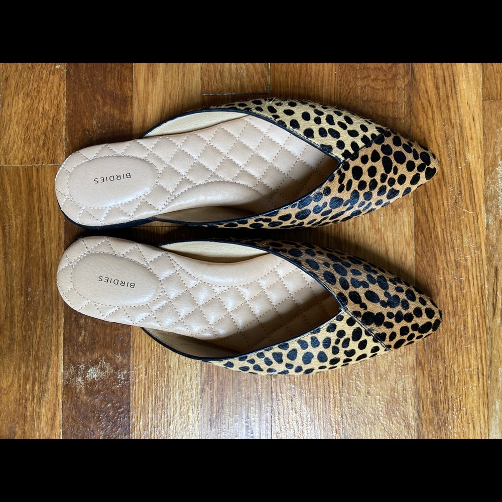 Birdies mini cheetah calf hair mules 7